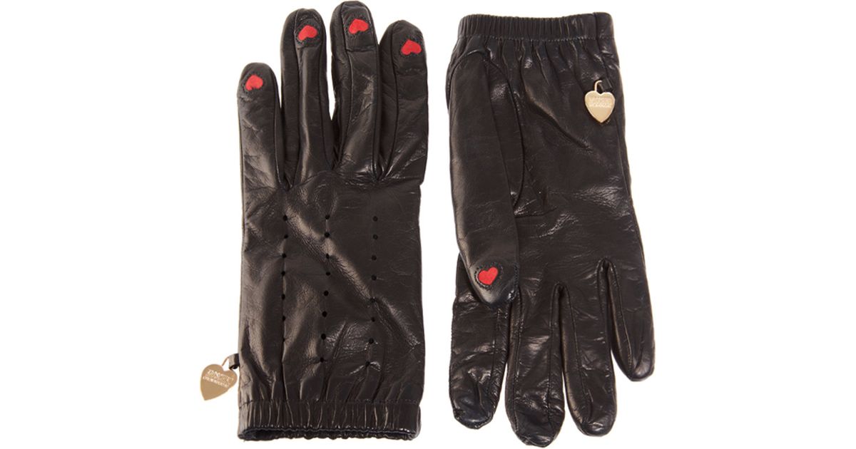 moschino leather gloves