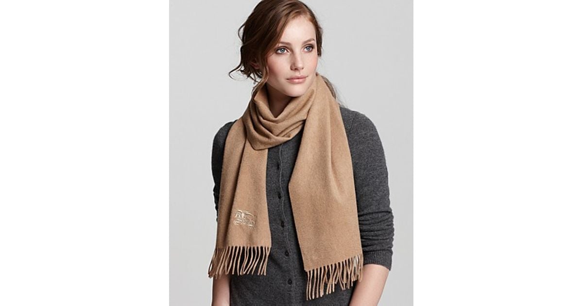 Burberry Burberry Cashmere Scarf with Horse Embroidery in Camel 