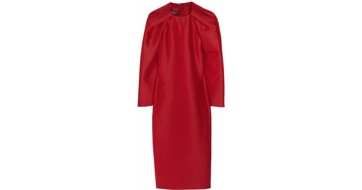 Giambattista valli Pleated Wool and Silk Blend Dress in Red | Lyst