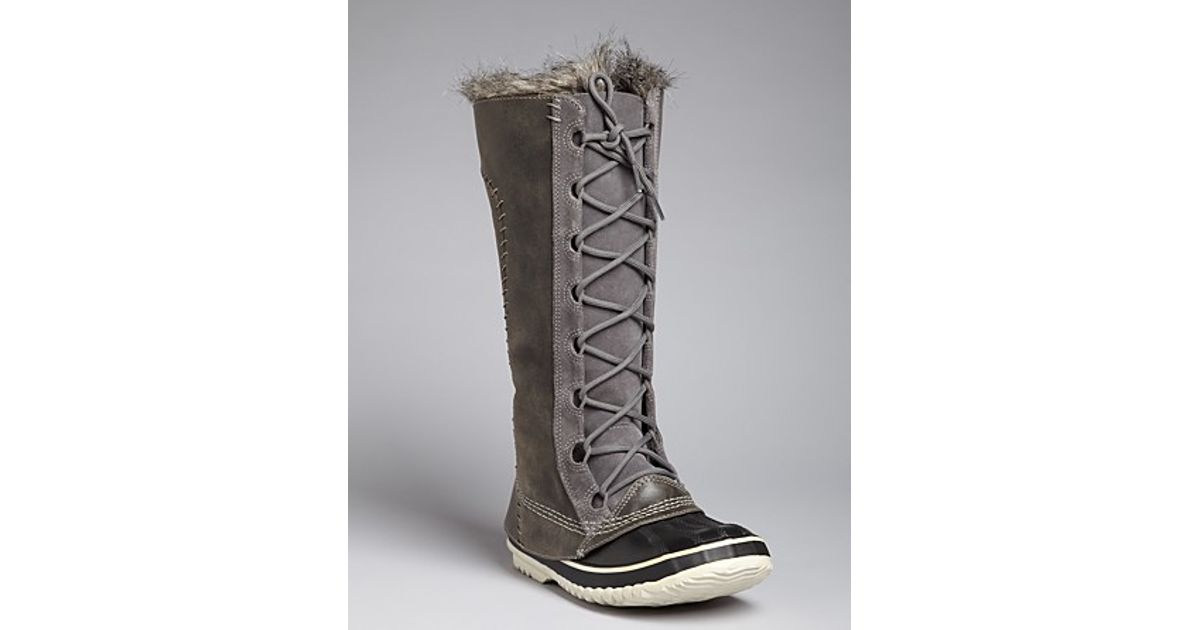 Sorel Tall Cold Weather Lace Up Boots Cate The Great in Pewter (Brown