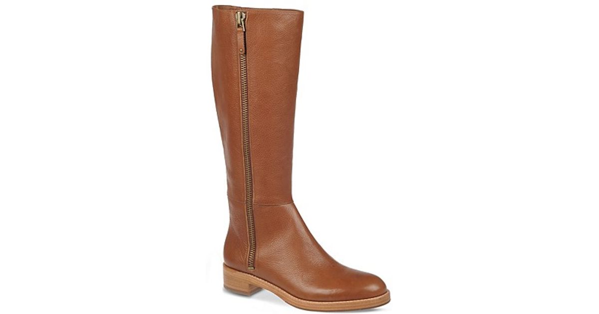 cognac tall flat boots