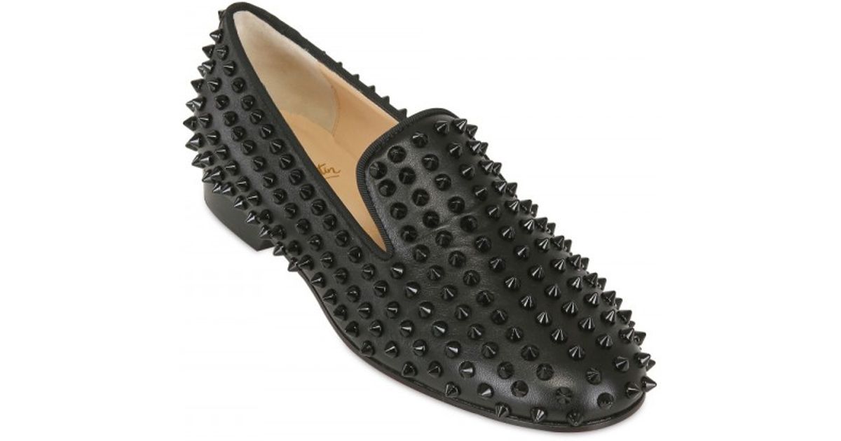 Christian Louboutin Rolling Nappa Spikes Loafers in Black | Lyst