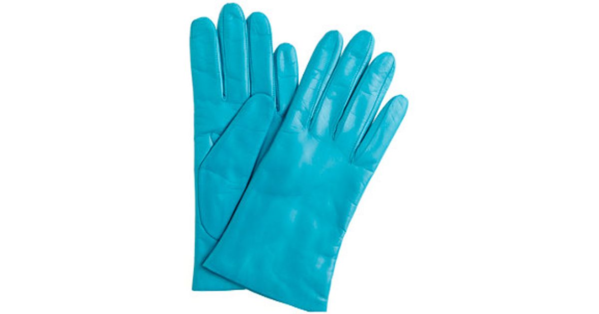 turquoise leather gloves