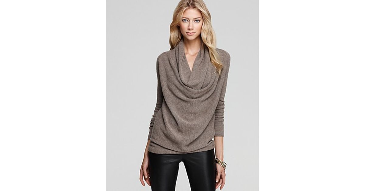 Vince Sweater Drape Front Cowl Neck In Natural Lyst