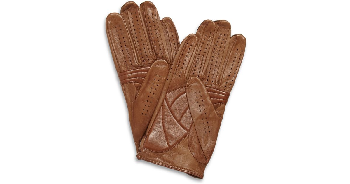 dunhill Perforated Leather Driving Gloves in Brown for Men Lyst