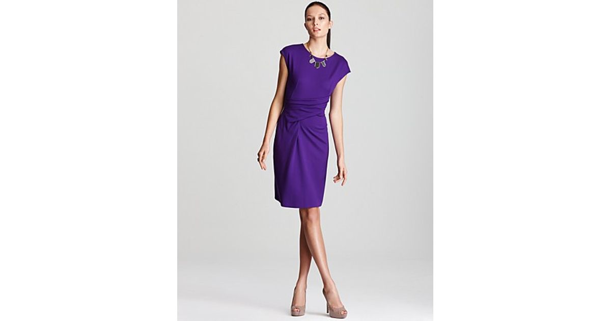 purple cap sleeve dress