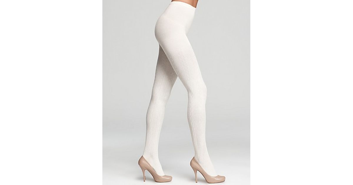 white cable tights