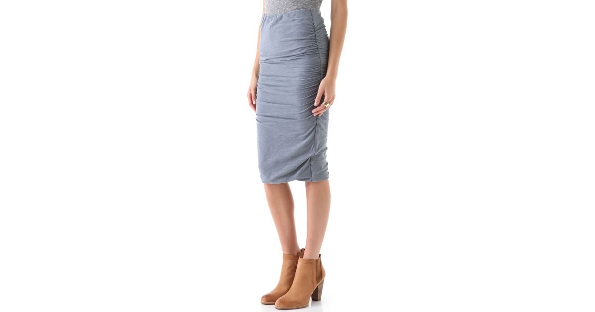 James Perse Ruched Pencil Skirt in Gray Lyst
