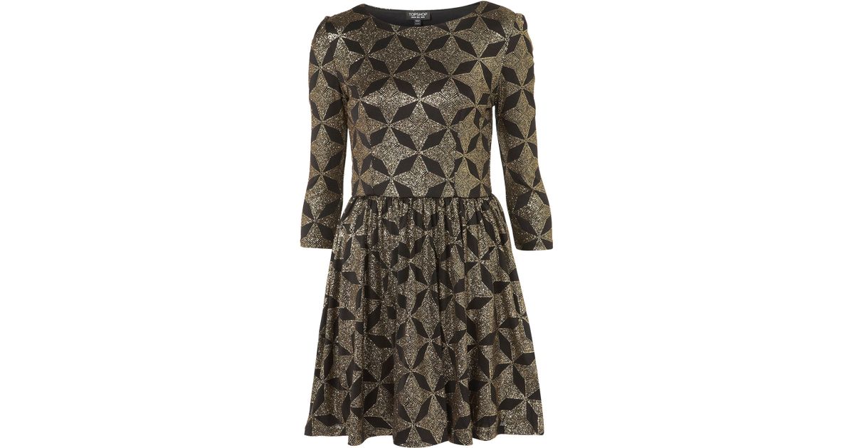 topshop black and gold dress