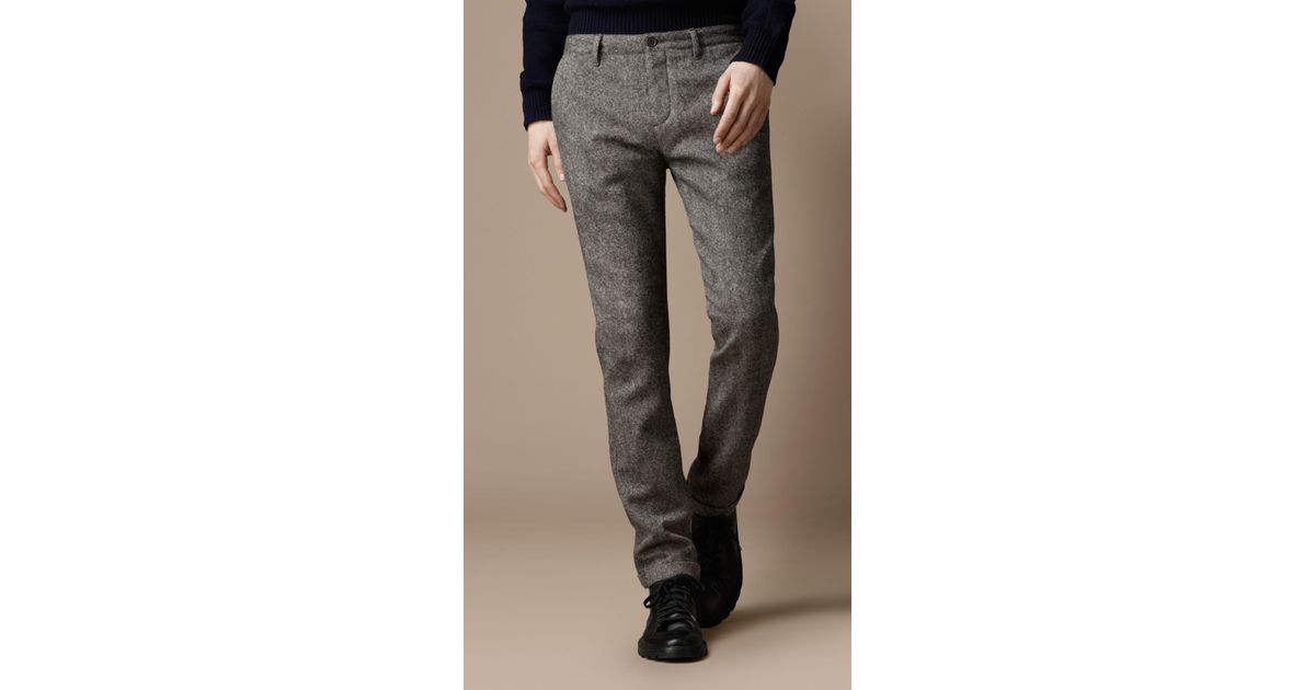 Nageslacht Kwijting kool Burberry Brit Skinny Fit Wool Blend Trousers in Gray for Men | Lyst