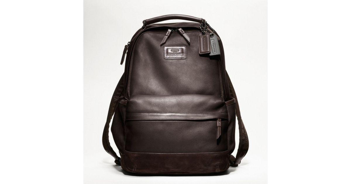 coach men leather backpack