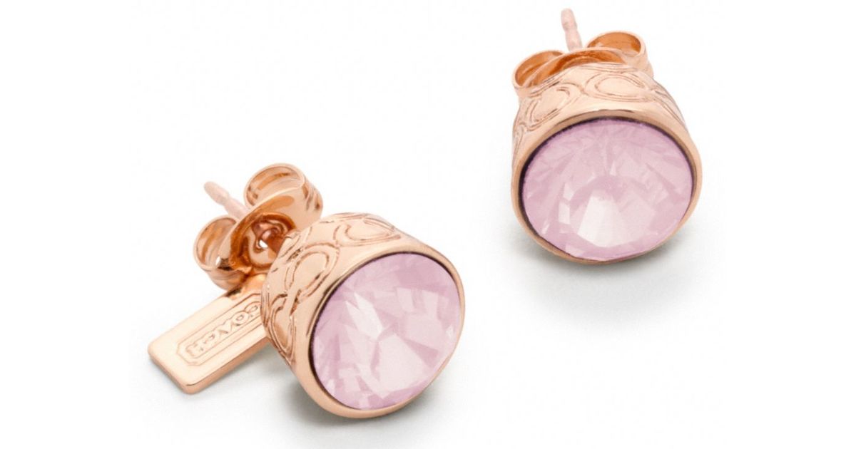 rose gold earrings with pink stone