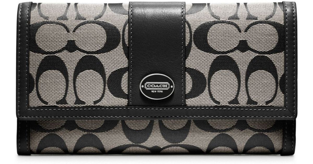 Black and white coach wallet sale