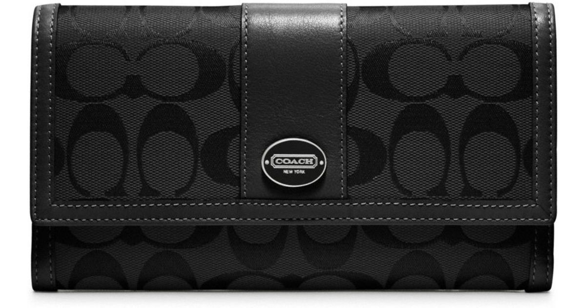 COACH Legacy Signature Checkbook Wallet in Black | Lyst