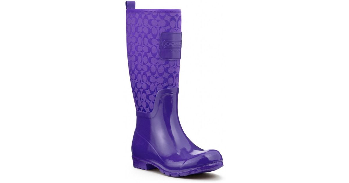 purple coach rain boots