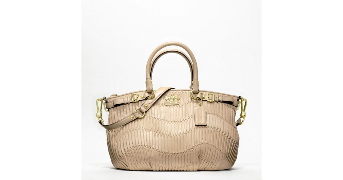 COACH Madison Gathered Leather Sophia Satchel in Natural | Lyst