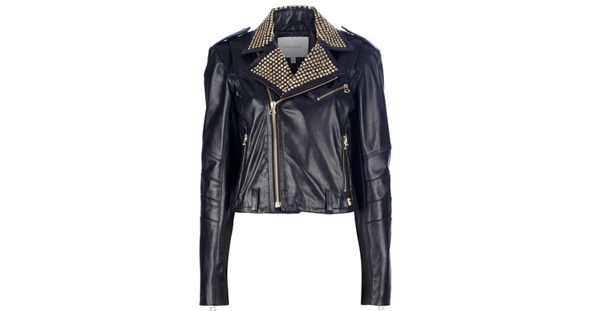 Balmain Studded Leather Biker Jacket In Black Lyst