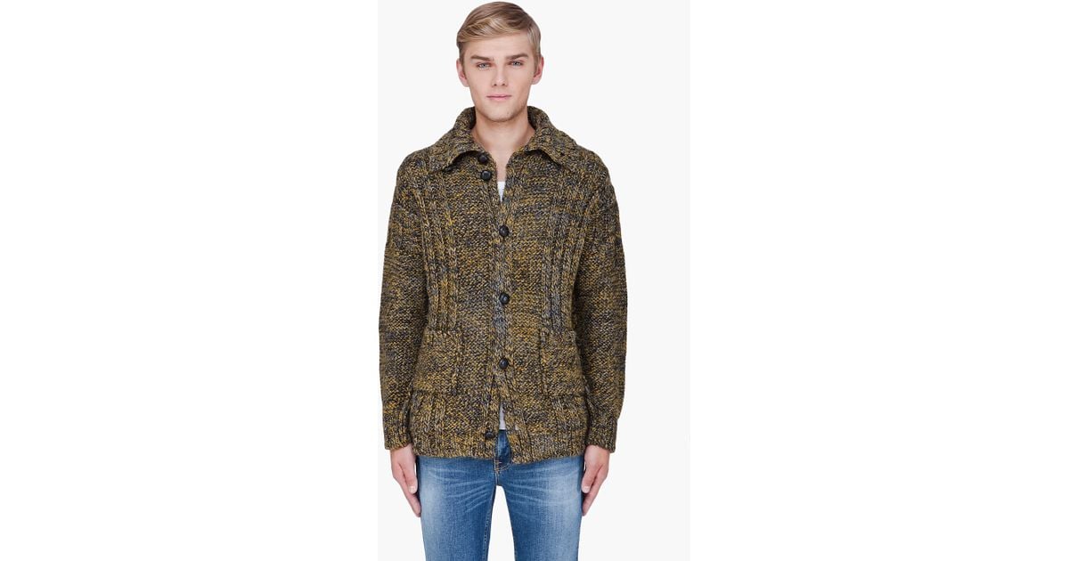 DIESEL Mustard Wool Alpaca Kjameela Cardigan in Yellow for Men Lyst
