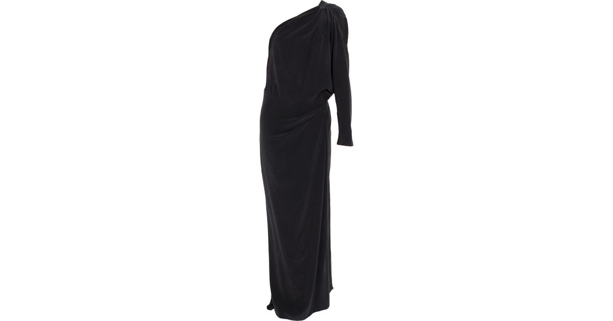 Lyst - Acne Studios One Shoulder Silk Maxi Dress in Black