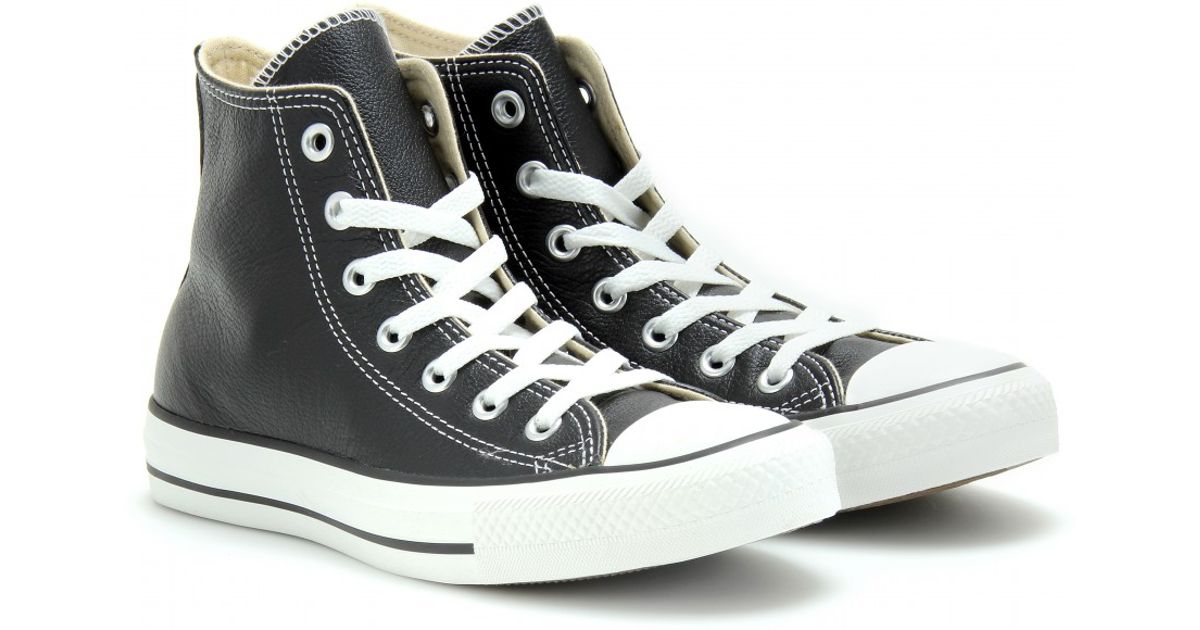 all black converse leather high tops