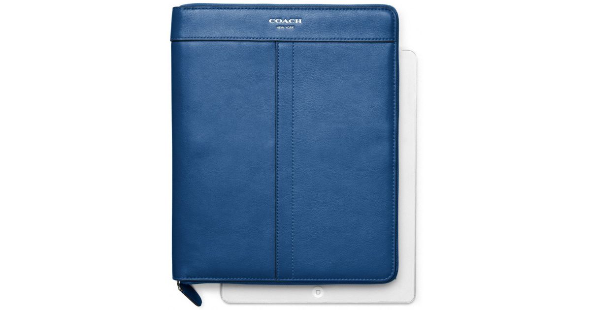 COACH Legacy Leather Zip Around Ipad Case in Blue Lyst