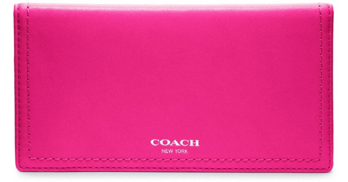 COACH Legacy Leather Checkbook Cover in Pink