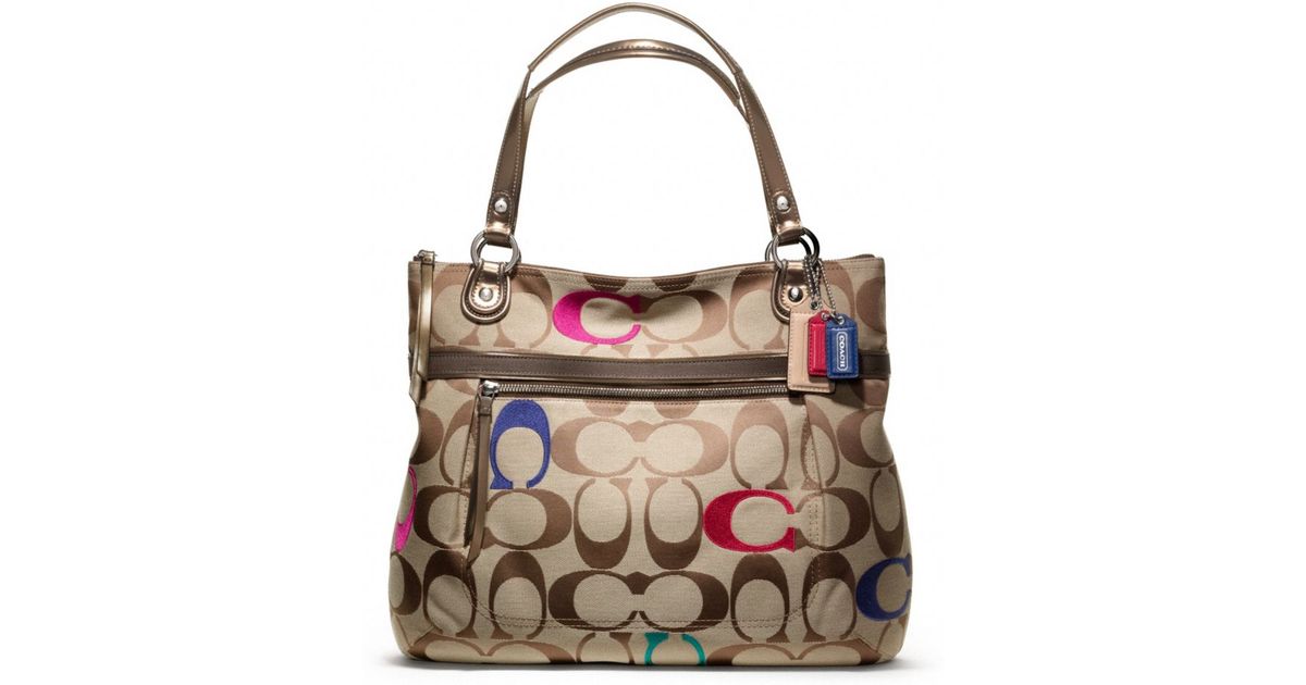 COACH Poppy Embroidered Signature C Glam Tote | Lyst