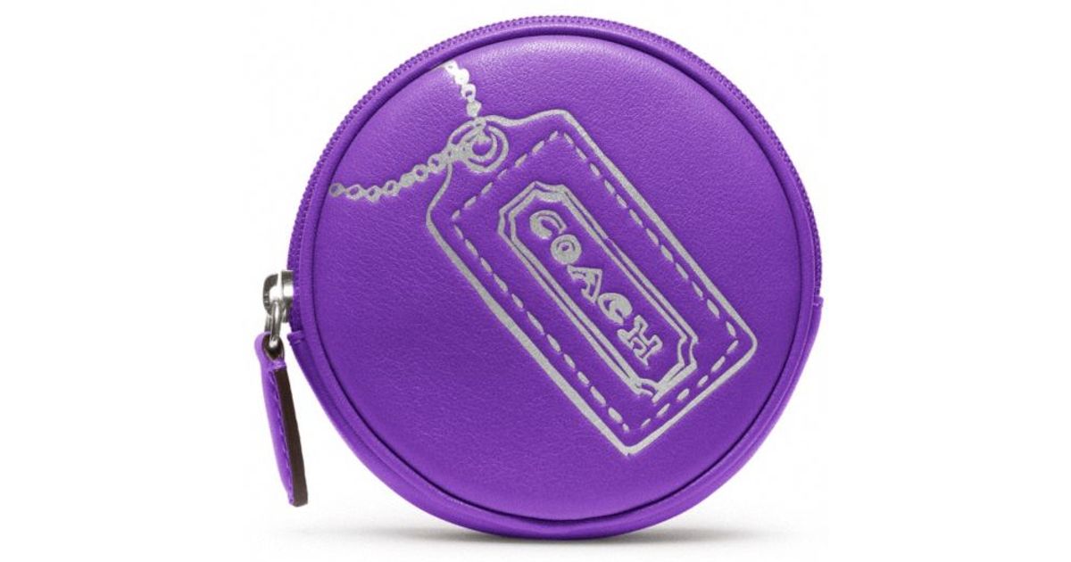 COACH Legacy Motif Round Coin Purse in Purple - Lyst