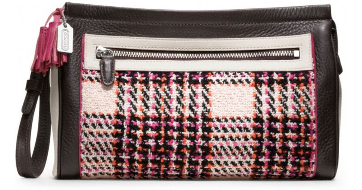 COACH Legacy Colorblock Plaid Large Clutch in Purple - Lyst