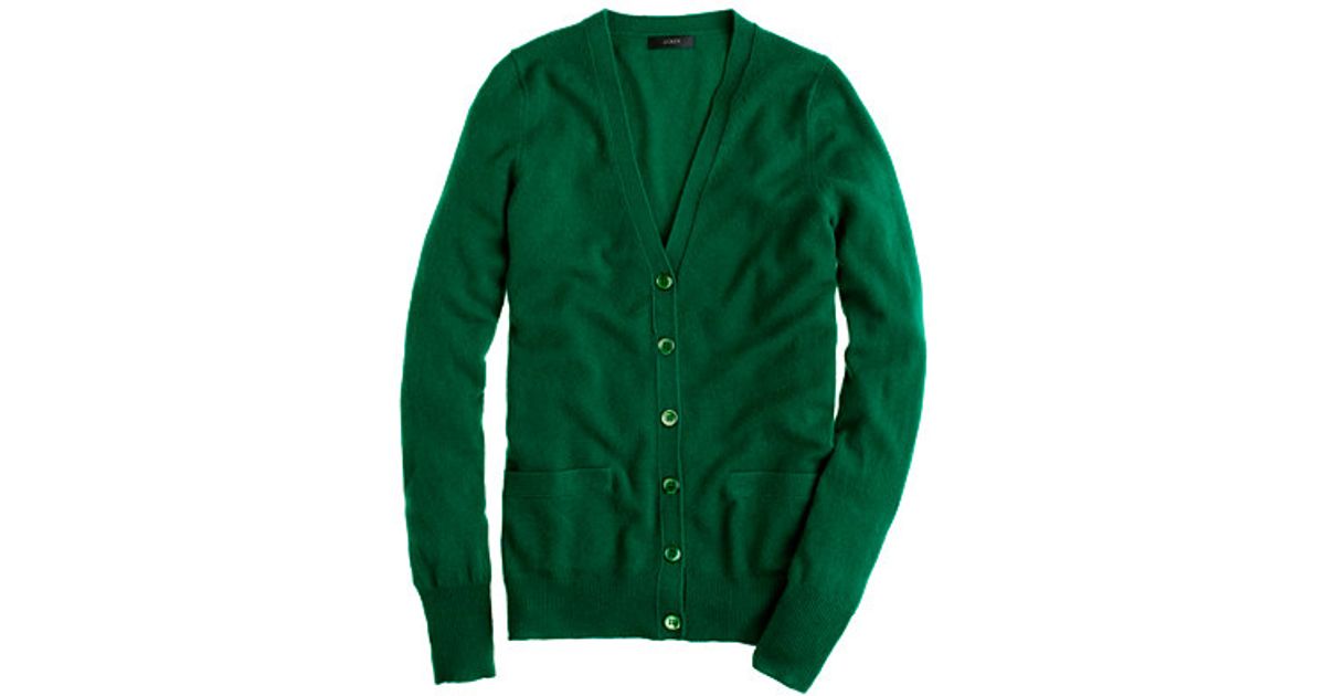 J.Crew Cashmere Boyfriend Cardigan in Green Lyst