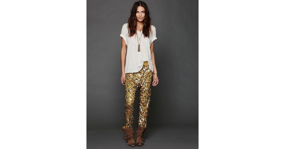 Lyst Free People Disco Sequin Harem Pants In Metallic