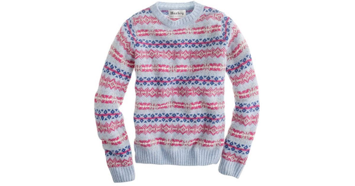 J Crew Harley Of Scotland Fair Isle Sweater In Blue Lyst