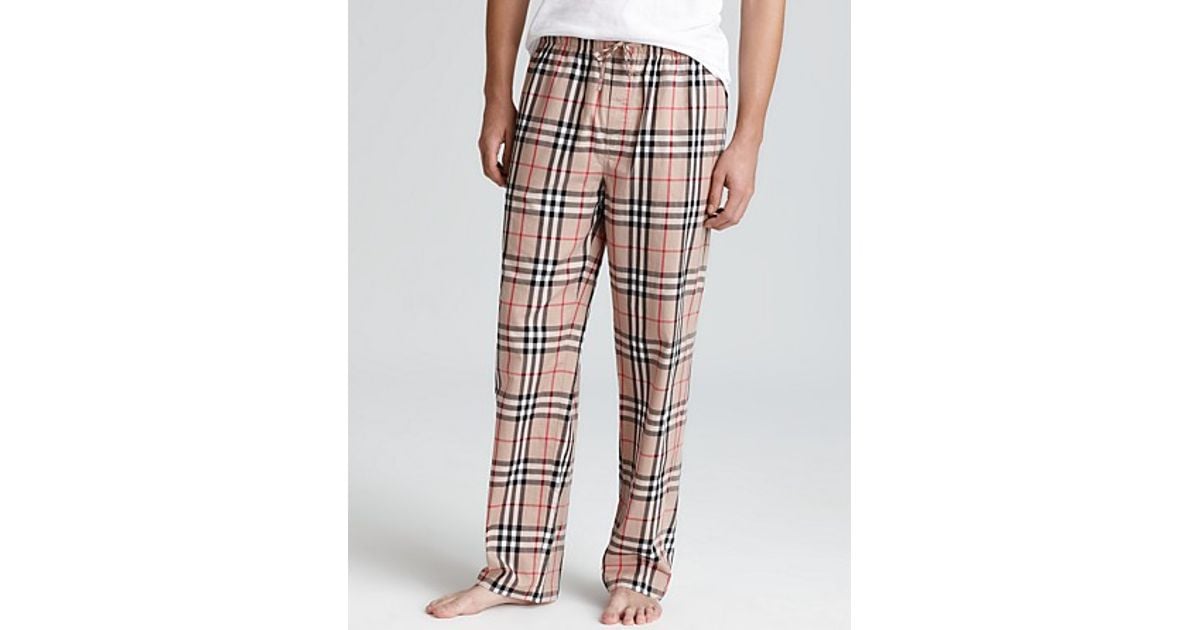 Burberry Check Pajama Pants in Natural for Men - Lyst