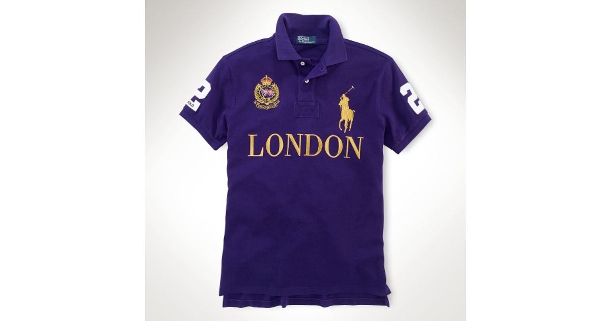 Polo Ralph Lauren Custom Fit Big Pony City Polo in Blue for Men - Lyst