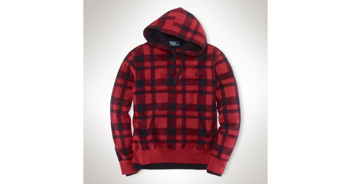 Polo Ralph Lauren Buffalo Check Hoodie in Red for | Lyst