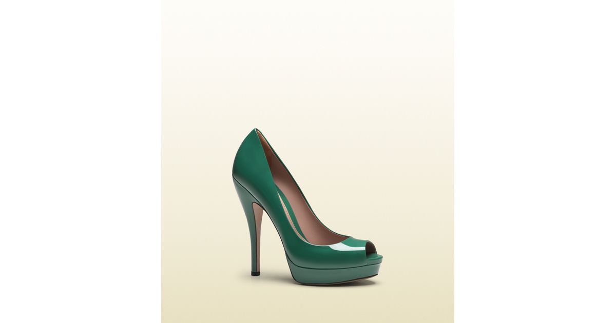 dark green peep toe heels