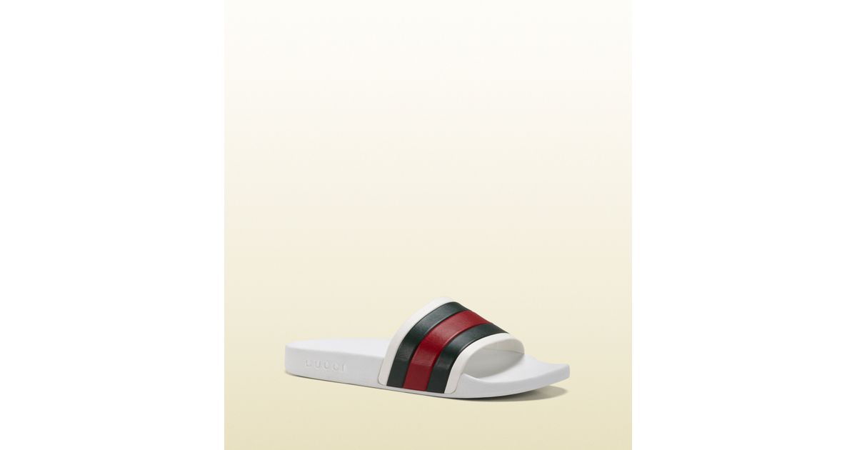 Gucci White Rubber Slide Sandal in White for Men | Lyst
