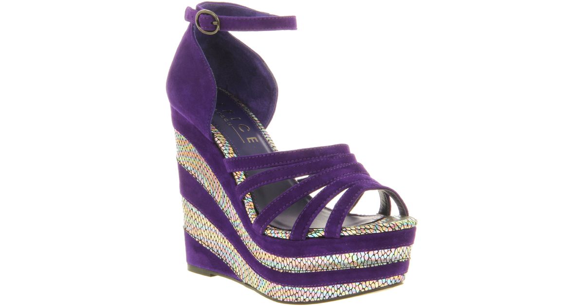 purple wedge heels sandals