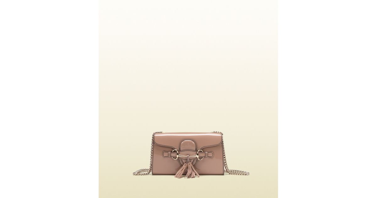 Gucci Emily Light Pink Patent Leather Chain Shoulder Bag - Lyst