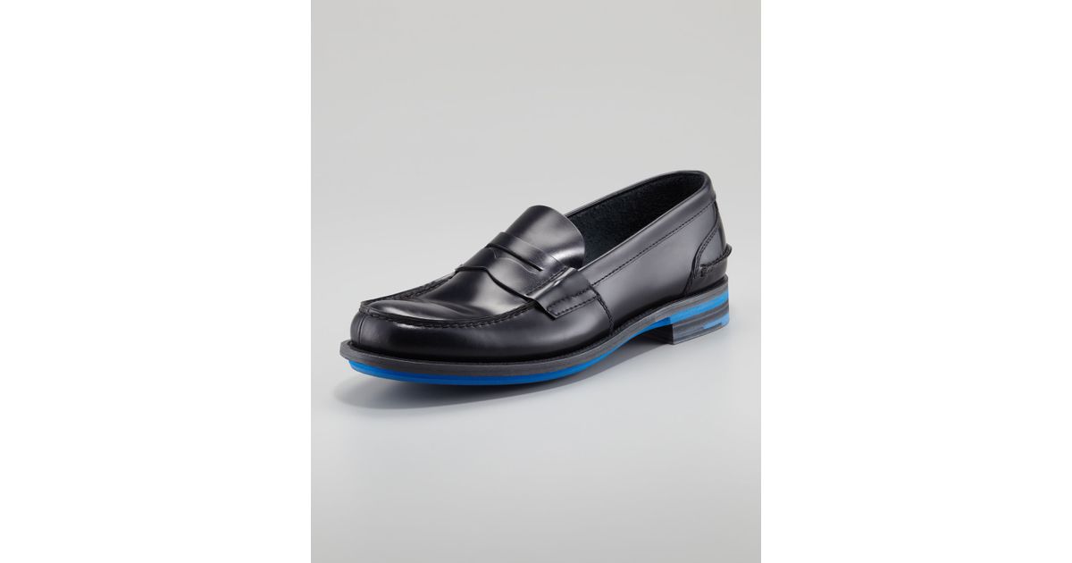 blue prada loafers