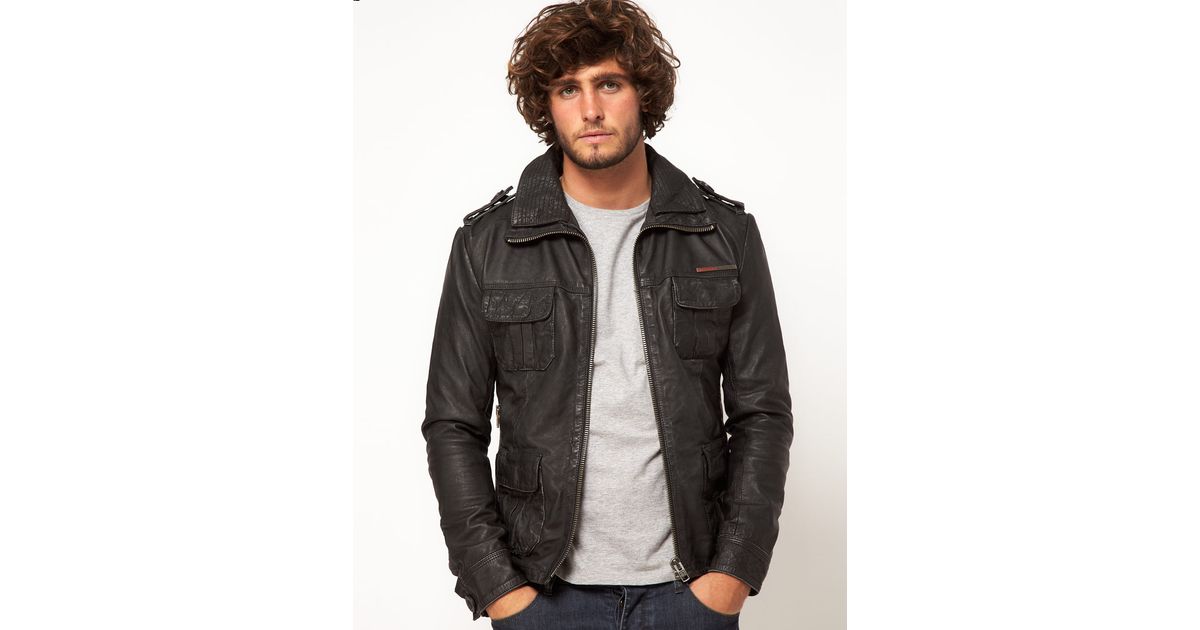 Superdry Brad Leather Jacket in Black for Men | Lyst Canada