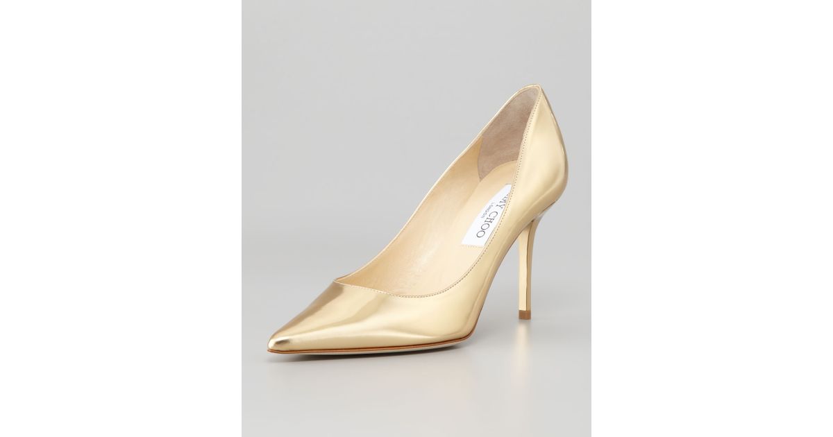 Lyst Jimmy Choo Agnes Mirror Leather Pointed Toe Pump Pure Gold in