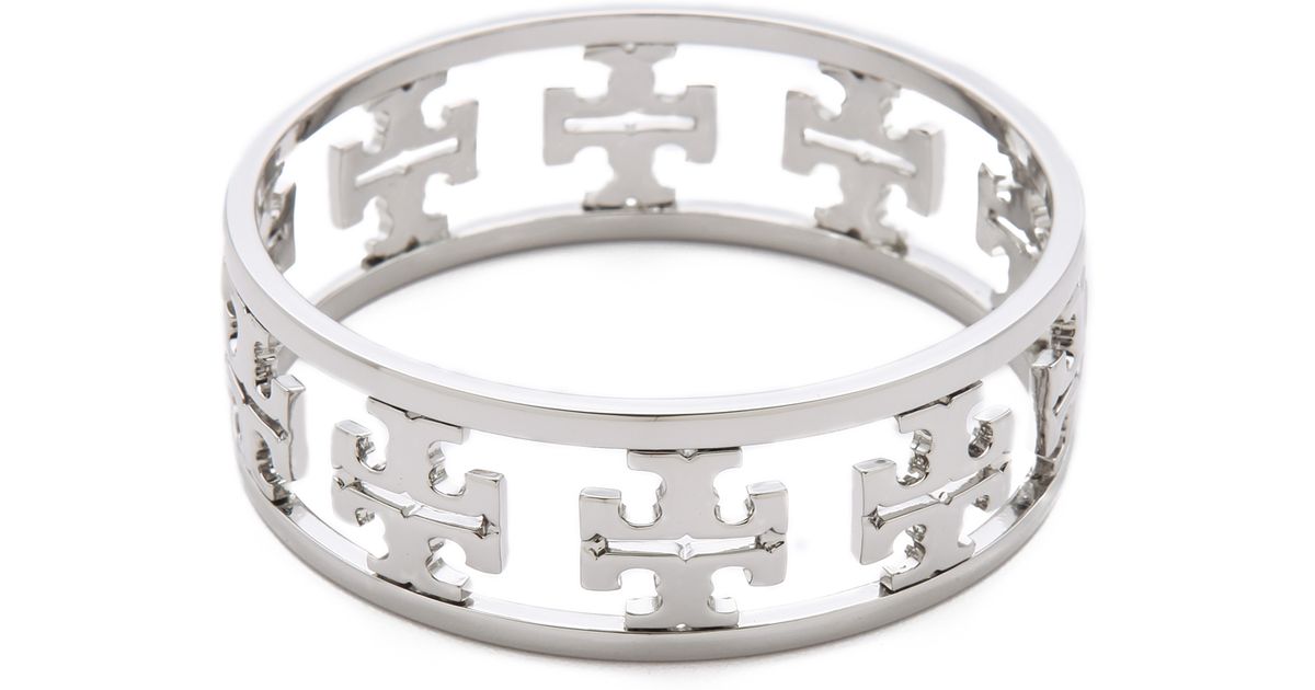 Tory Burch Reverse Cutout Bangle in Silver (Metallic) Lyst