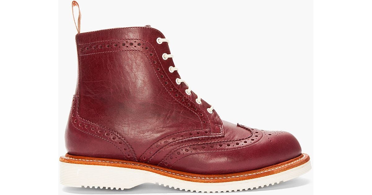 Dr. Martens Burgundy Leather Bentley Wingtip Brogue Boots in Red | Lyst