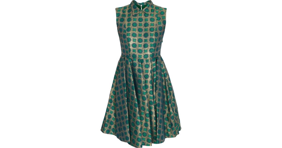 Lyst Kenzo Collared Tank Brocade Dress in Green