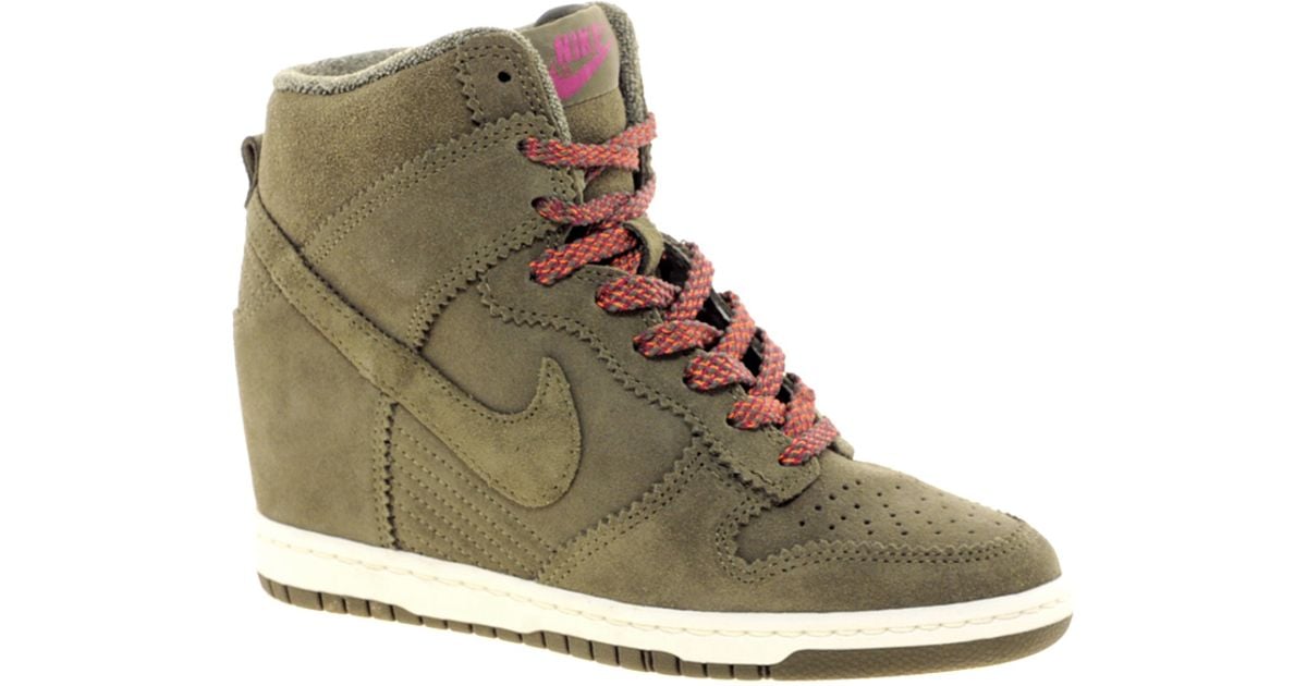 Nike Dunk Sky High Olive Wedge Trainers in Natural | Lyst