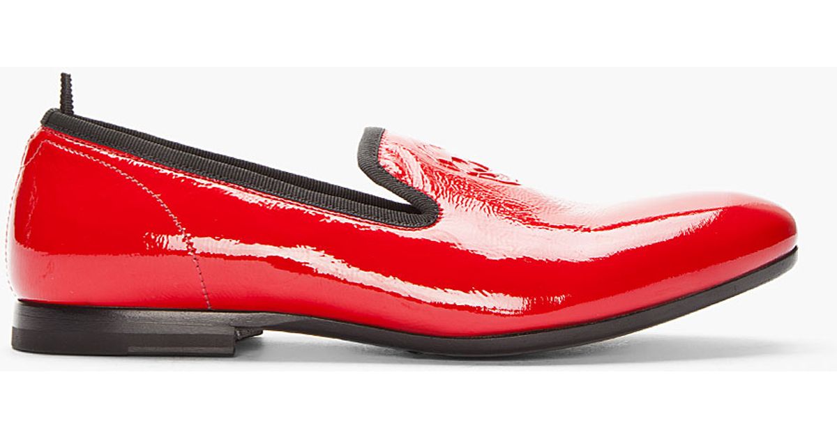 Alexander McQueen Red Patent Leather Loafers for Men | Lyst