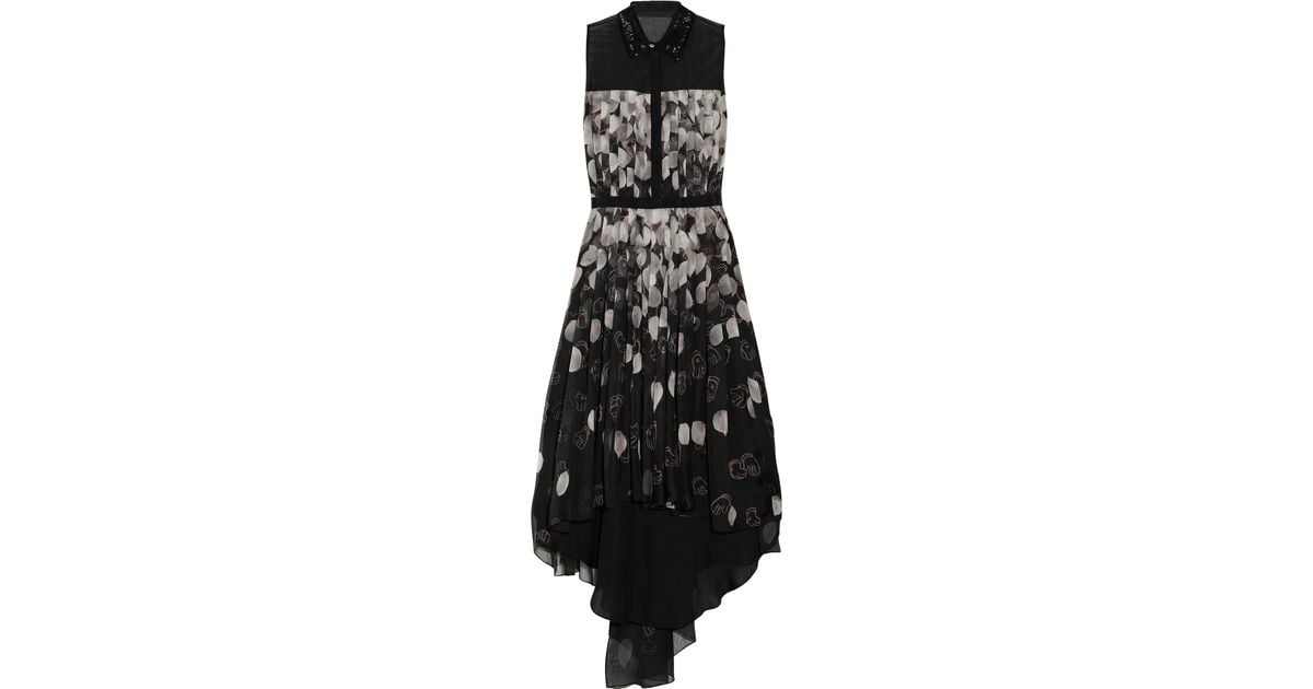 Jason Wu Kaws Printed Silkchiffon Dress in Black - Lyst