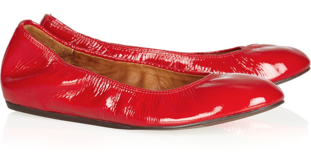 Lanvin Patent Leather Ballet Flats in Red | Lyst