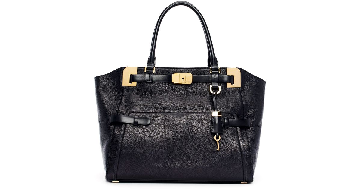 michael kors blake pebbled leather large black satchels